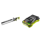 Ryobi RY18HT55A-0 18V ONE+ Cordless 55cm Hedge Trimmer (Bare Tool), 18 V & RC18150 18V ONE+ Cordless 5.0A Battery Charger