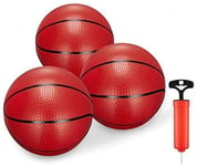 5 Inch PVC Mini Basketball for Indoor Basketball Mini Hoops, Soft 5" Rubber Small Repacement Basketball for Over Door Basketball Hoop Sets, Beach Ball for Beach Pool Outdoor Yard(3 PCS with Air Pump)
