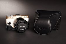 Genuine real Leather Full Camera Case bag for Pentax QS1 8.5 5-15 15-45mm Lens B