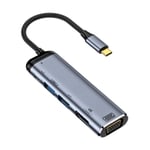 Y002 6 in 1 Type-C to VGA+HDMI+Dual USB+Dual USB-C/Type-C Interface Multifunctional Adapter