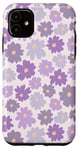 Coque pour iPhone 11 Motif floral rétro lilas lavande violet clair