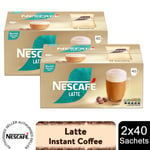 Nescafe Gold Instant Coffee Sachets 80 Latte Low Sugar, 2 Pack
