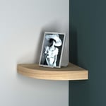URBNLIVING 3 x Floating Wooden Wall Mounting Corner Shelf Display Unit (Oak)