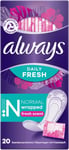 Always Dailies Panty Liners Normal Fresh Scent Individually Wrapped Pack of 20