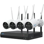 Reolink Kit de Vidéosurveillance 4K 8MP 2,4/5GHz WiFi 6 Extérieure, Vision Nocturne Couleur, Détection Personne/Véhicule, 12CH 2To NVR et 4X 8MP