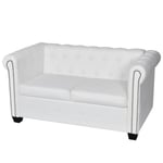 vidaXL Chesterfield-sofa 2-pers. kunstlæder hvid