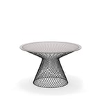 EMU - Heaven High Round Table Ø120, Frame: Black, Top: Smokey Glass - Matbord utomhus - Jean-Marie Massaud - Svart - Glas/Metall