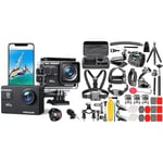 WOLFANG Caméra Sport 4K 60FPS, GA300 24MP Grand Angle Écran Tactile WiFi Caméra Étanche & NEEWER 50 en 1 Kit d'accessoires pour Caméra d'action Compatible avec GoPro Hero 12 11 10 9 DJI OSMO