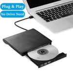 Lecteur de graveur de CD externe USB 3.0 DVD RW pour ordinateur portable - Noir