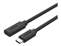 Unitek - USB-förlängningskabel - 24 pin USB-C (hane) till 24 pin USB-C (hona) - USB 3.2 Gen 2 / Thunderbolt 3 - 20 V - 5 A - 1 m - USB-strömförsörjning (100W), 4K60Hz stöd - svart