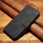 iPhone XR - DG MING Retro læder cover / pung - Sort