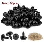 50/100 st 5-20 mm svarta plast säkerhetsögon för leksaker Amigurumi DIY-kit hantverk Nallebjörn leksaksöga för dockdekoration tillbehör 14mm-50pcs