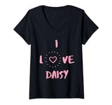 Womens I Love Daisy I Heart Daisy fun Daisy gift V-Neck T-Shirt
