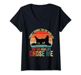 Womens I Didn't Choose The Cat Mom Life Chose Me Funny Mother's Day V-Neck T-Shirt