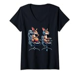 Womens Kangaroo Popcorn Animal Gaming Controller Headset Gamer V-Neck T-Shirt