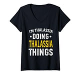 Womens Personalized First Name I'm Thalassia Doing Thalassia Things V-Neck T-Shirt