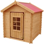 Cabane enfant exterieur 1m2 - Maisonnette en bois pour enfants - Toit rouge - Cabane bois enfant 114x111xH121cm - sans plancher Timbela M570R-1