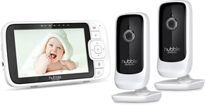 Hubble View Premium Twin Baby Monitor: 2 Cameras, Pan Tilt Zoom, 2-Way Talk