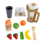 KidKraft Metallic Toy Smoothie Blender with Play Food, Accessory for Kids' Kitchen, Wooden Toy Kitchen Appliance Set for Kids, Play Kitchen Accessories, Kids' Toys, 53537