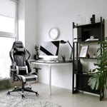 YOLEO Chaise de Bureau Gamer, Confortable Chaise de Jeu  avec Appui-tête-Inclinable 90 °-155 °, Hauteur Reglable, Noir et Blanc