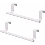 Handdukshållare över skåp, kökshanddukshållare över skåpsdörr, handdukshållare i rostfritt stål för skåpdörr, vit, 2-pack