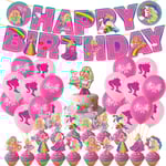 Barbie födelsedag ballong set banner tårtdekorationer festdekorationer barn