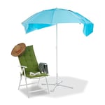 Relaxdays, bleu Parasol, abri de plage, Protection anti UV, Jardin, Terrasse, Avec sac de transport, Toile HxD 210x180cm