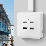 86 typ 220V byggarbetsplats sovsal dold 18W snabbladdningsuttag panel med dubbla USB-portar TYPE C intelligent snabbladdningsuttag