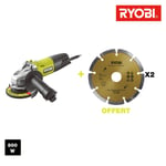 Meuleuse d'angle RYOBI 800W 125mm - 2 disques diamants RAG800-125SD2