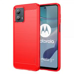 MOFI Motorola Moto G53 5G Skal Borstad Kolfibertextur Röd