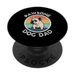 Pawsome Dad Dog Funny Fathers Day Daddy French Bulldog Lover PopSockets PopGrip Interchangeable