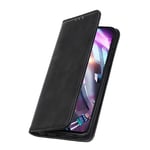 BRAND SET Case for Asus Zenfone 8 Wallet Case Flip Cover PU leather+TPU Material Protective Cover with Bracket Function Card Slot/Invisible Magnetic Buckle Shockproof Case(Black)