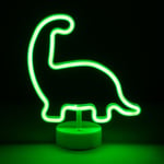 Litecraft Glow Dinosaur Neon LED Table Lamp Children's Lighting - Green