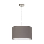 Pendant Light Colour Satin Nickel Shade Anthracite Brown Fabric Bulb E27 1x60W