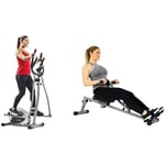 Sunny Health and Fitness Magnetic Elliptical Bike - SF-E905 & SF-RW1205 12 Adjustable Resistance Rowing Machine Rower w/Digital Monitor