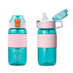 TITIROBA TKK Gourde avec paille 450 ml Bouteille d'eau anti-fuite sans BPA Tritan Spotr Bouteille d'eau pour vélo, camping, yoga, gym, bleu 1003
