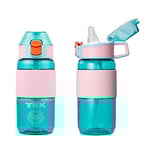 TITIROBA TKK Gourde avec paille 450 ml Bouteille d'eau anti-fuite sans BPA Tritan Spotr Bouteille d'eau pour vélo, camping, yoga, gym, bleu 1003