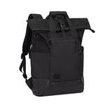 RIVACASE 15.6 Inch Laptop Backpack 25L with Shoulder Strap Light Reflecting Travel Bag Hidden Pockets Rucksack College Student Daypack for Men Women (Black)