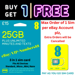 2 x UK EE PAY AS YOU GO SIM CARD. Mobile Phone,WiFi Dongle Data & Calls routers