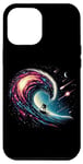 Coque pour iPhone 14 Pro Max Cosmic Wave Surfer dans des tourbillons dynamiques de couleur