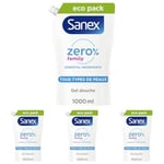 Eco Recharge Gel Douche Hydratant Sanex Zéro 0% Essential Famille - 1L (Lot de 4)
