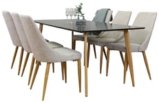 Venture Design Polar & Leone matgrupp Svart/grå 6 st stolar & bord 180 x 90 cm