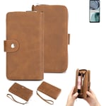 2in1 protection case for Motorola Moto G62 5G wallet brown cover pouch