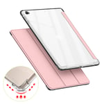VAGHVEO Case for iPad 9th Generation 10.2 2021/ 8th Gen 2020/7th 10.2” 2019 Smart Case Flexible Soft Transparent TPU Shockproof Back Cover, Slim Tri-fold Stand Shell Resistant Clear Smart Cases, Pink