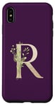 Coque pour iPhone XS Max Initiale R couleur prune avec monogramme élégant verdure