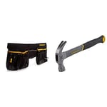 STANLEY 600 Denier Tool Belt Pouch with Multi-Pockets Storage Organiser, Tape Pocket, Hammer Loop, 1-96-178 & STHT0-51310 20oz Fiberglass Curved Claw Hammer, 570g