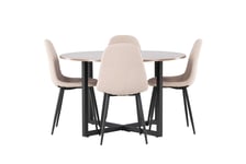 Venture Design Durango & Polar matgrupp Beige/valnöt 4 stolar & bord 120 cm