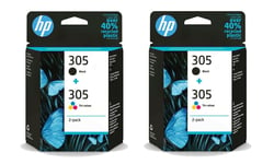 2x HP Original 305 Black & Colour Ink Cartridges For DeskJet 2724 Printer