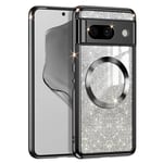 Coque Transparent Noire pour Google Pixel 8Pro, Compatible MagSafe, Slim