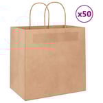 Papperspåsar 50 st med handtag brun 26x17x25 cm